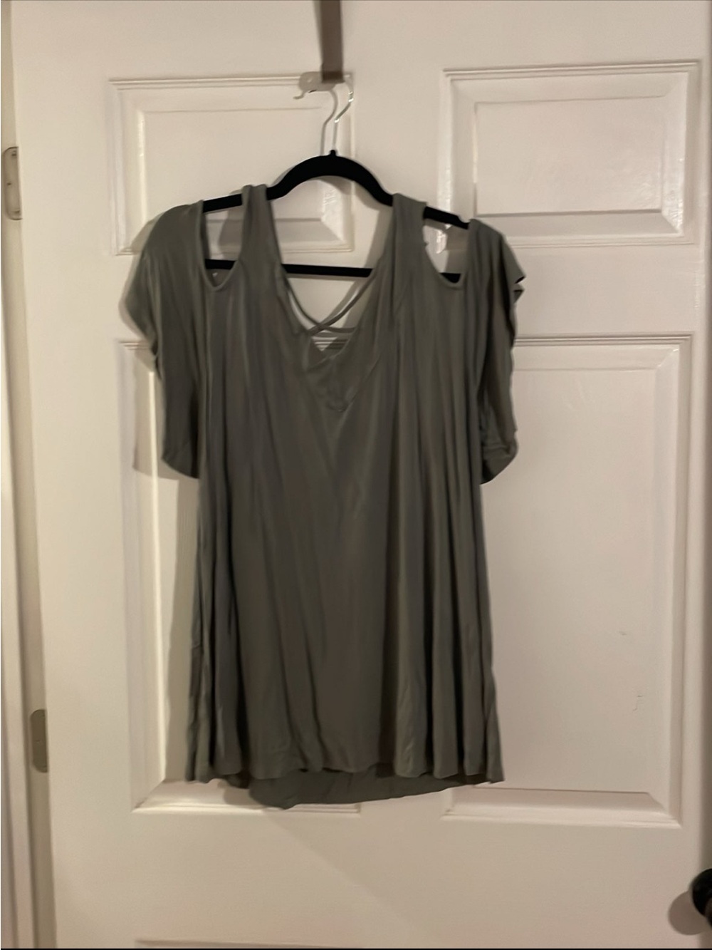 Almost Famous Olive Cold-Shoulder V-Neck Tunic